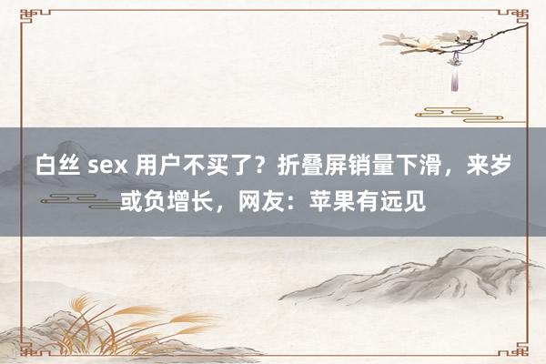 白丝 sex 用户不买了？折叠屏销量下滑，来岁或负增长，网友：苹果有远见